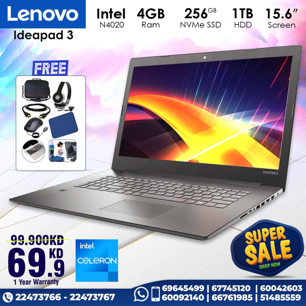 Lenovo V14 Core i3 8GB Ram 256GB NVMe SSD 1TB HDD 14 inch